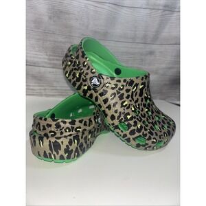 Kids Croc J2 Green Camo‎ Cheetah Pattern. Try On Wear Only  EUC! Rare Pattern